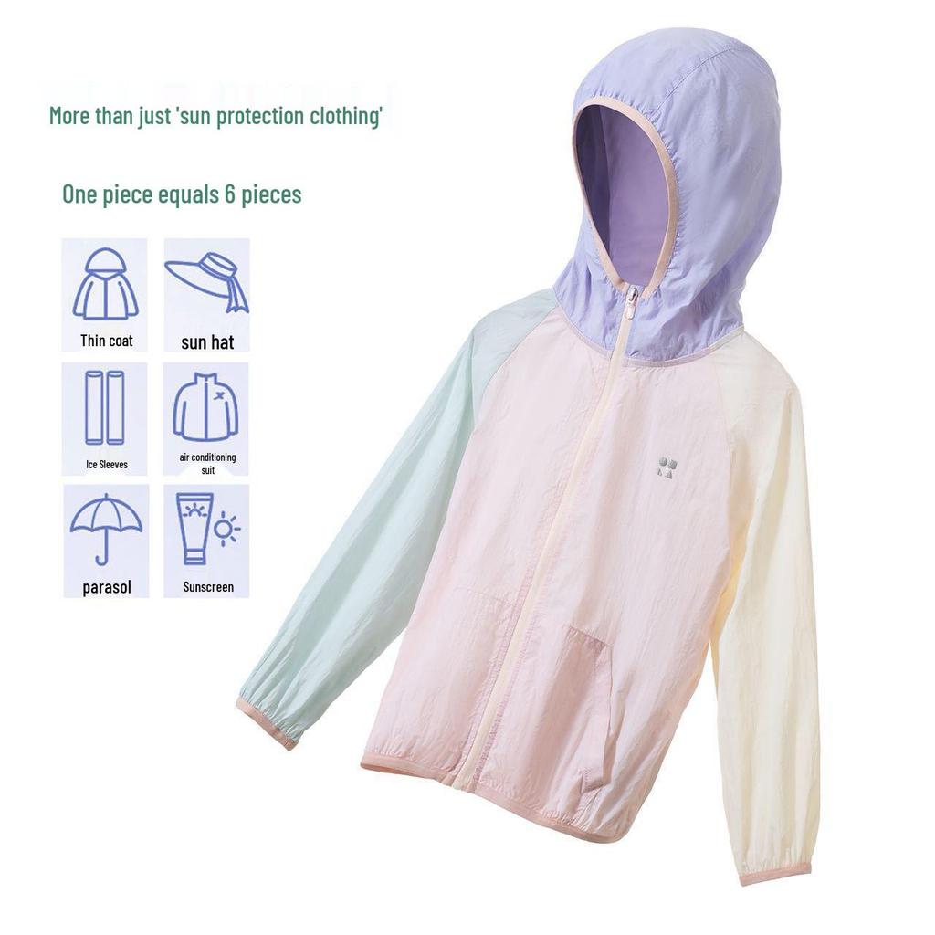 Girls' Summer Hooded Mesh Sun Protection Jacket