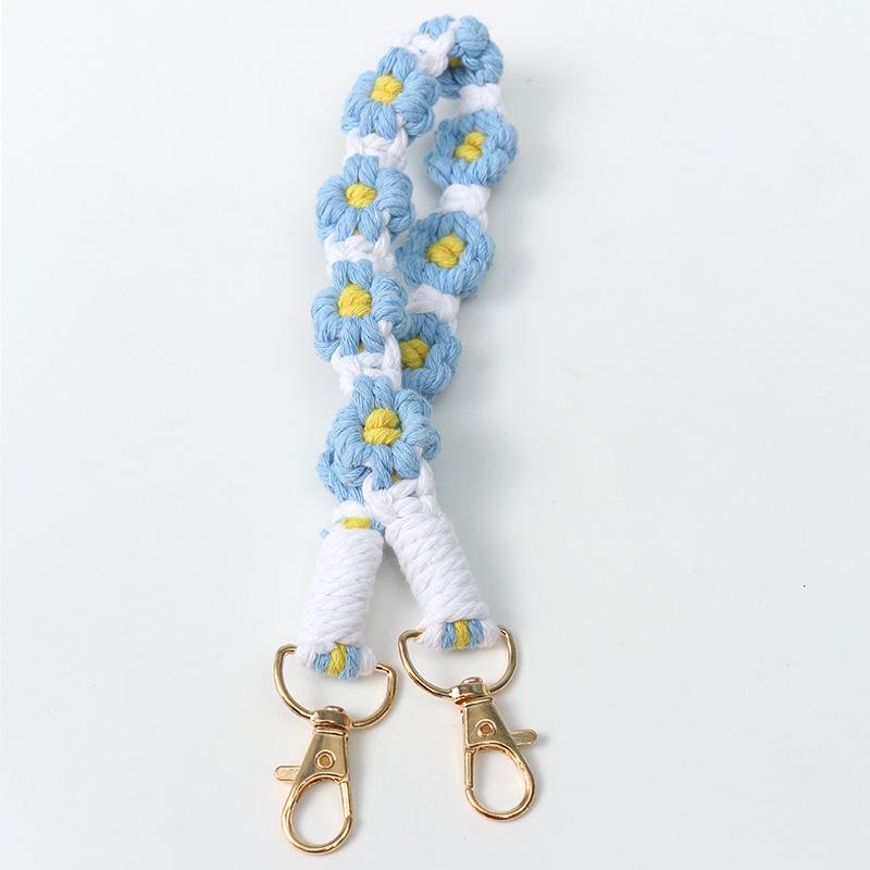 Bohemian Small Daisy Flower Keychain Hand-woven Wrist Rope European and American Bag Pendant