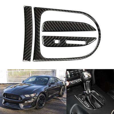 För Ford Mustang 2015-2020 Bil Kolfiberlook Växelväljare Panel Cover Trim Dekaler Klistermärke Bil Interiör Dekaler Tillbehör