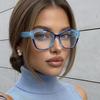 Damen Katzenaugen-Brille gegen Blaulicht für Altersweitsichtigkeit - Color Blocking, Hohe Definition, Großes Gestell, Modischer Europäischer & Amerikanischer Stil.