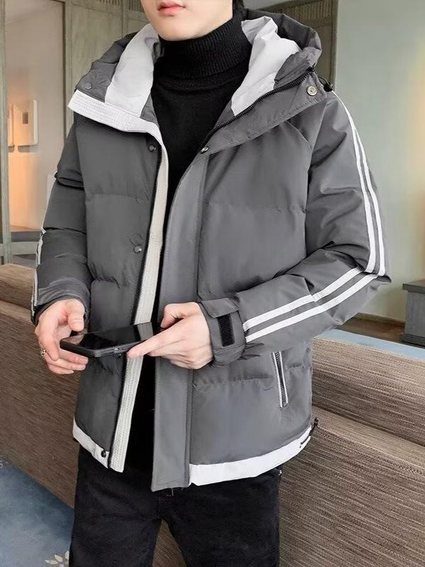 Men's Plus Size Hooded Winter Jacket - Windproof Down Cotton Coat for Youth