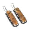Picture Jasper Handmade 925 Sterling Silver Jewelry Earring 2.76" H9Y27