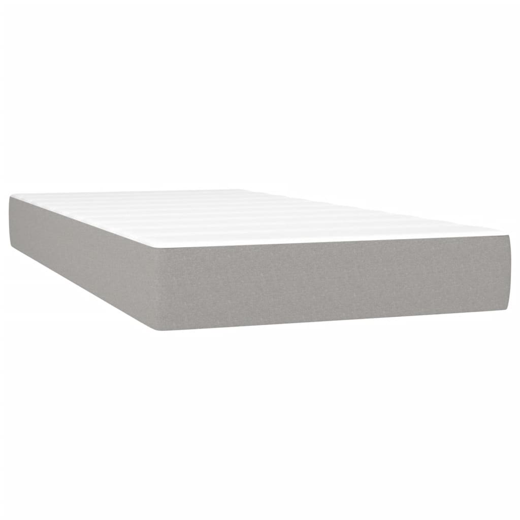 Box Spring Bed with Mattress Light Grey 80 X 200 Cm Fabric