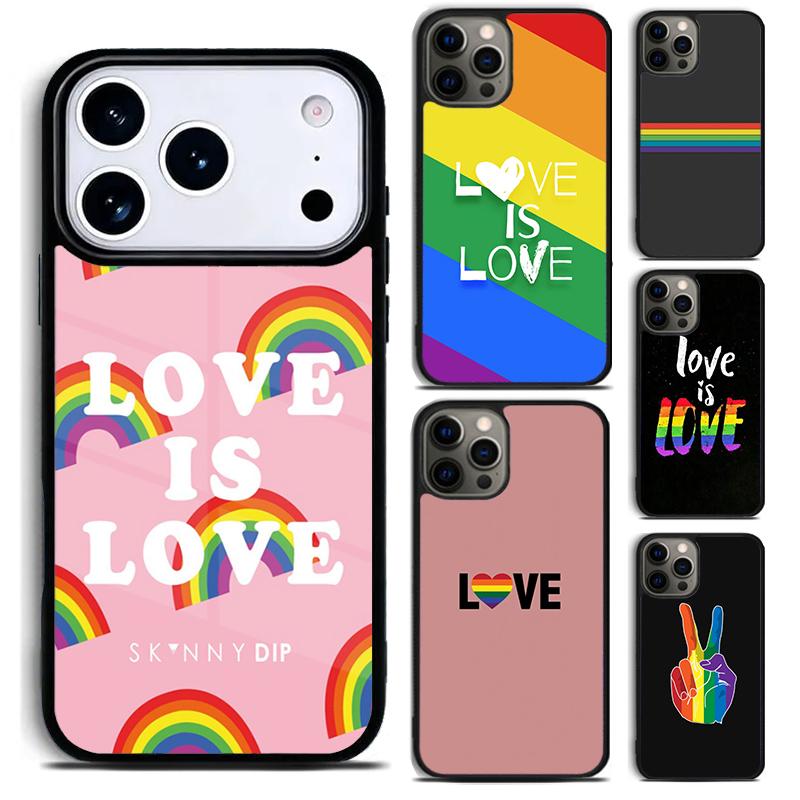 KÄRLEK ÄR KÄRLEK LGBT GAY PRIDE mjukt mobilskal för iPhone 17 16 15 Pro Max Air 14 13 12 11 Plus Stötsäkert Capa Fodral