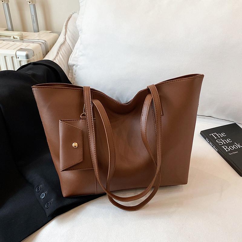 Pu Material Tote Bag For Women With Zipper Closure And Inner Pouch For Daily Use