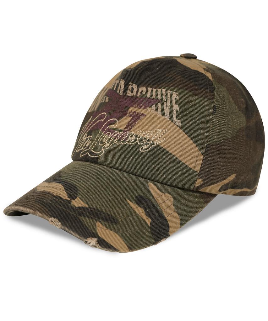 GUBIN Lettering Layered Camo Ball Cap