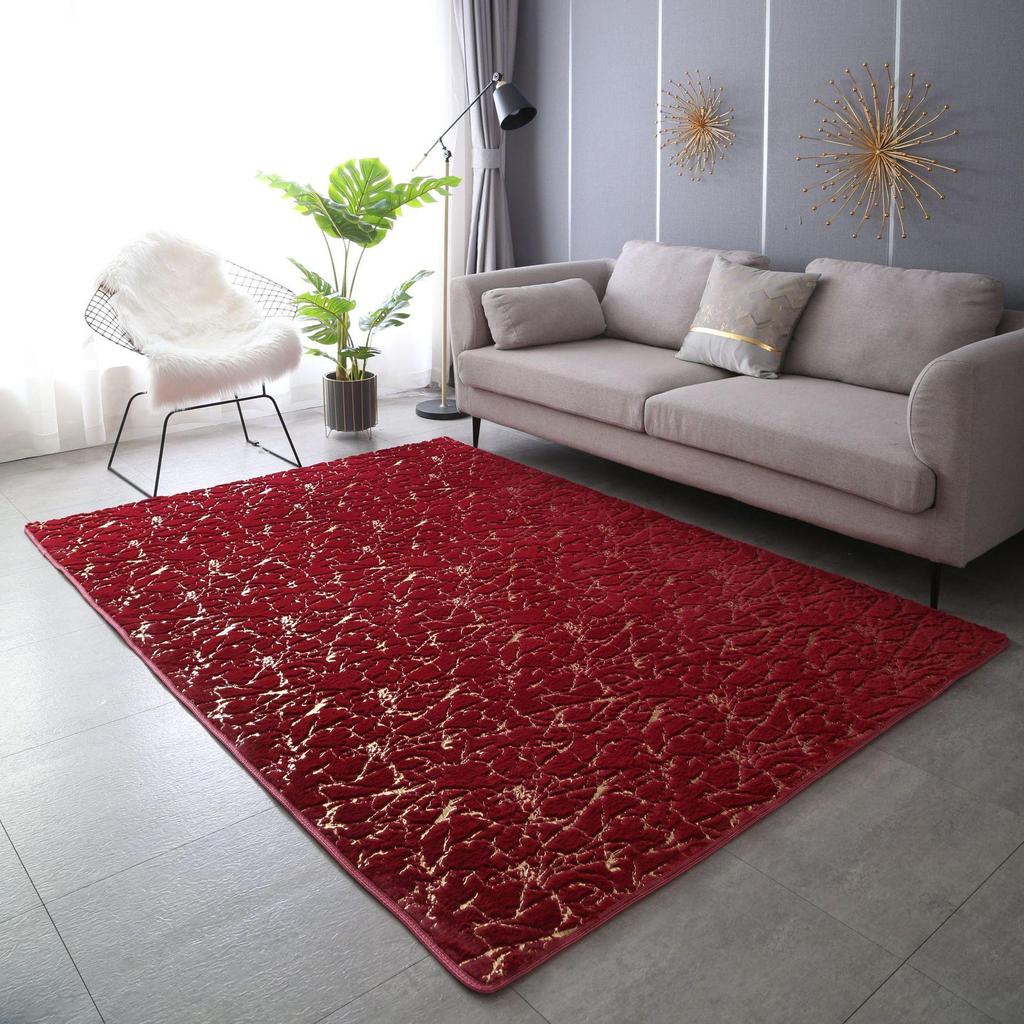 Modern Minimalist Faux Rabbit Fur Stamped Carpet for Living Room, Bedroom, or Sofa Area KTY