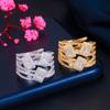 Atmospheric Personality Diamond-Set Open Ring, Micro-Inlaid Zircon Hollow Ring Hand Jewelry