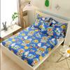 Desen animat 100% bumbac cearșaf de pat cu elastic + 2 buc Fete de pernă Husă de saltea Single Double Queen Pat King Dormitor copii B83D