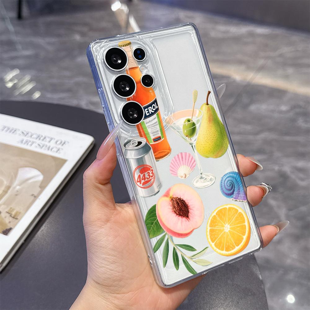 Drinks and Fruits Illustration Case for Samsung Galaxy S26 S25 S24 S23 S22 S21 S20 FE Plus Soft TPU Slim Fit Shockproof Cover