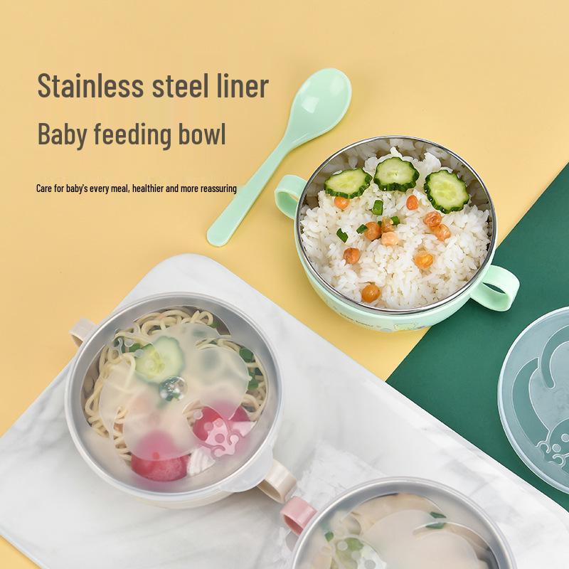 Insulated Stainless Steel Baby Bowl with Handle, Lid & Spoon