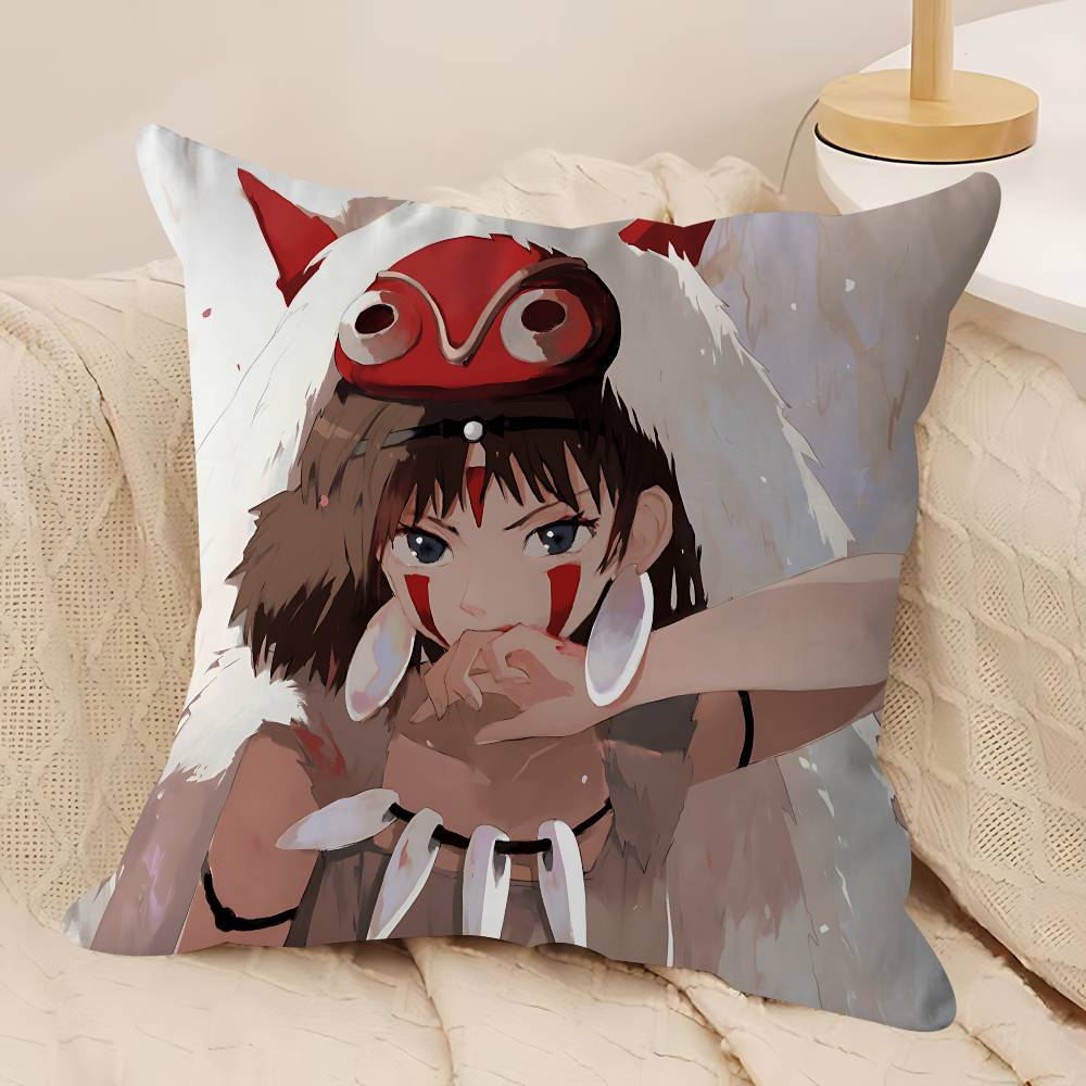 Cartoon M-Mononoke Hime Pillow Gift Home Office Decoration Pillow Bedroom Sofa Car Cushion CoverPillow Case