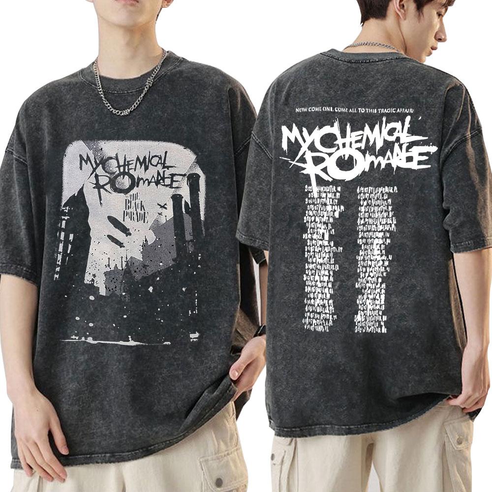 My Chemical Romance Long Live The Black Parade Merch de Tour T-shirts Lavés Hommes Femmes Groupe Punk Gothique T-shirts Oversize