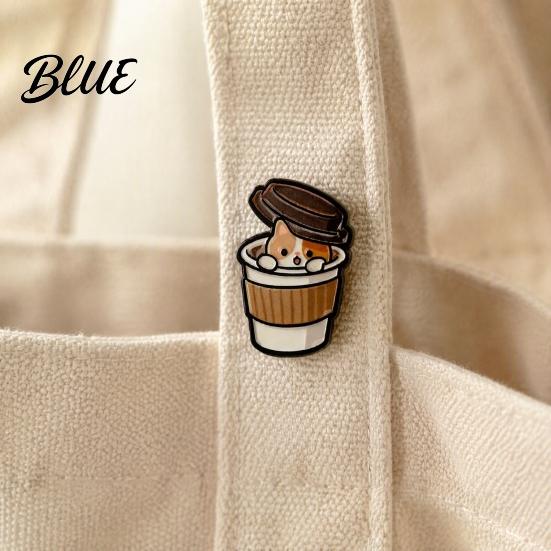 Coffee Cat Pin Cartoon Cup Brooch Kitten Enamle Lapel Pin Animal Zinc Alloy Brooch Theme Badge Clothing Accessories for Lovers