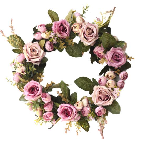 Artificial Rose Flower Wreath Window Door Decoration Ornament Showcase Garland
