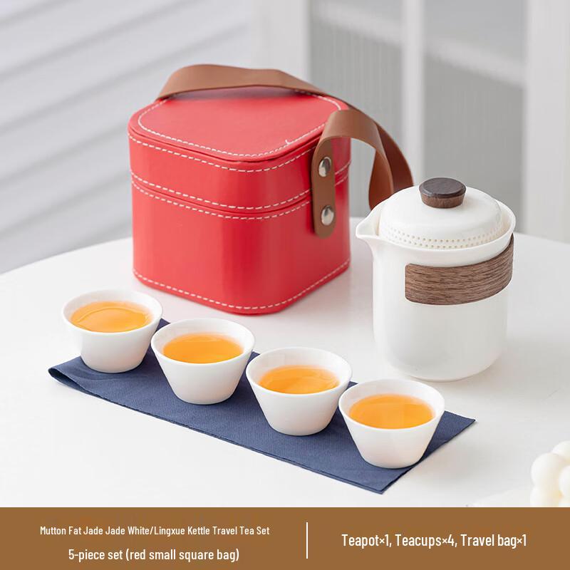 Mutton-Fat Jade Porcelain Travel Tea Set