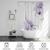 Floral Shower Curtain Purple Grey Flower Bathroom Curtain Set Rustic Farmhouse Bohemian Shower Curtain With Hook