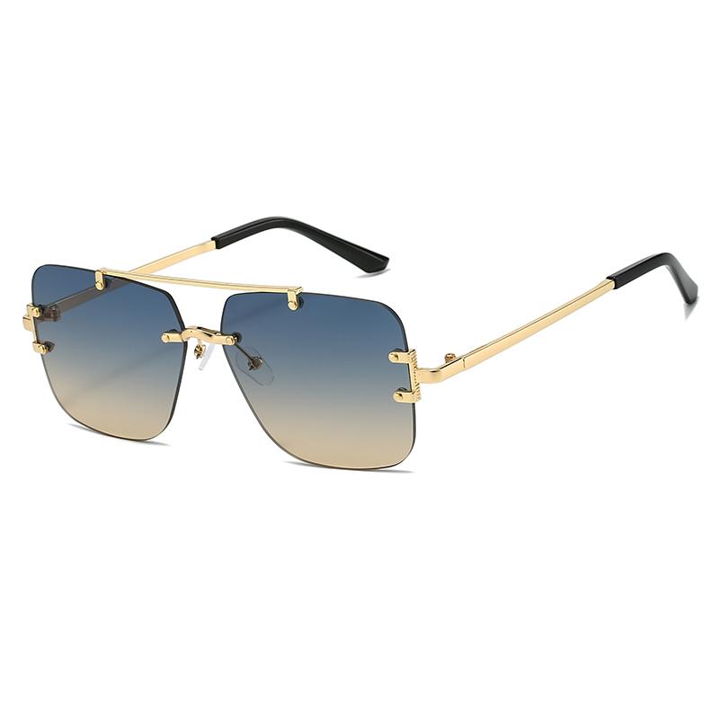 Rimless Double Bridge Sunglasses Men Brand Sun Glasses Women Vintage Fashion Square Shades Male Female Gradient UV400 Eyewear
