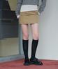 Ledeoli Vent Cotton Mini Skirt [Beige]