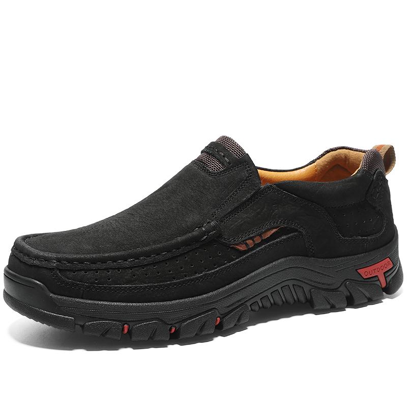 YEINSHAARS Genuine Leather Shoes Men Comfortable Cowhide Sneakers Men Breathable Non-Slip Casual Shoes Big Size 38-48