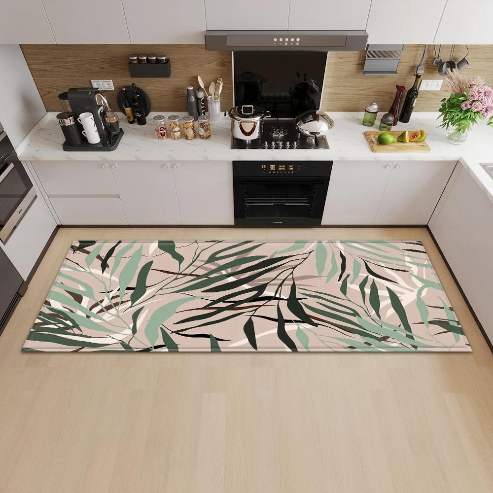 Tropical Plant Illustration Pattern Home Kitchen Floor Mat Door Front Decoration Floor Mat