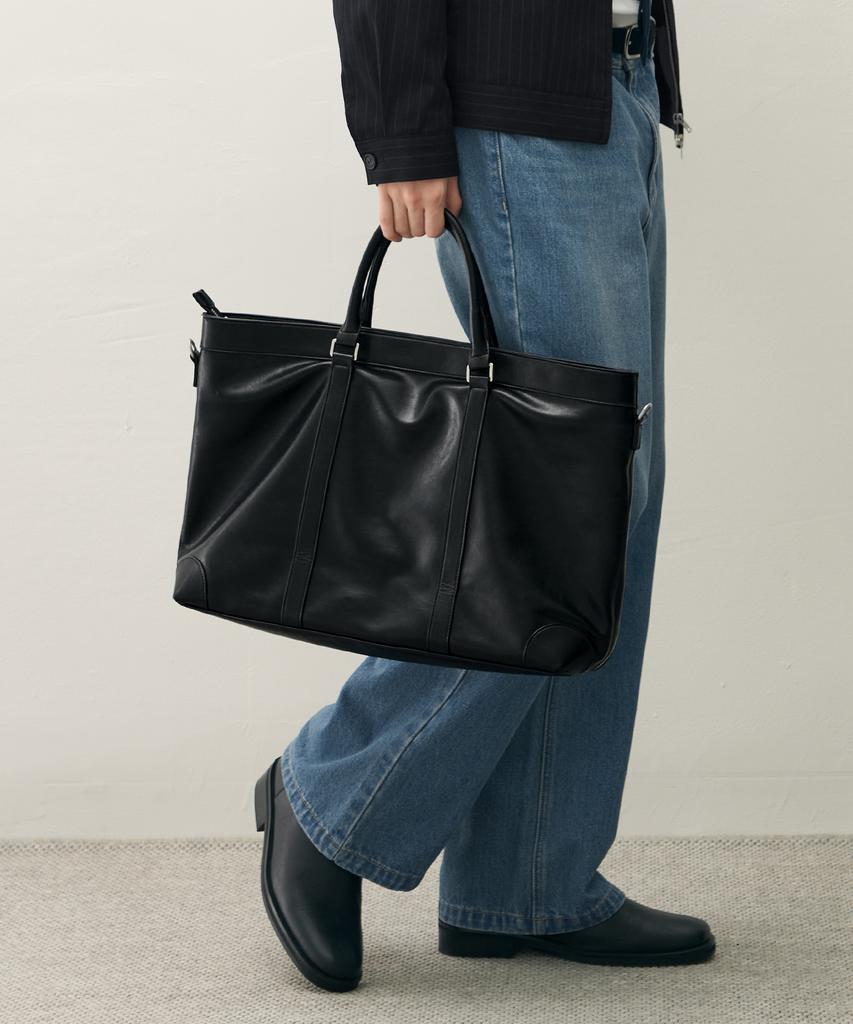 Draw Fit Vans Leather Crossbody Tote Bag [Black]
