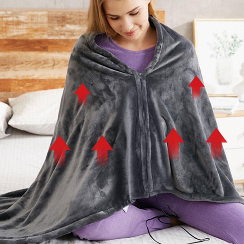 1/2PCS USB Electric Heated Blanket 3 Heating Levels Fleece Heated Blanket Wearable Heated Blanket Cape for Household and Office