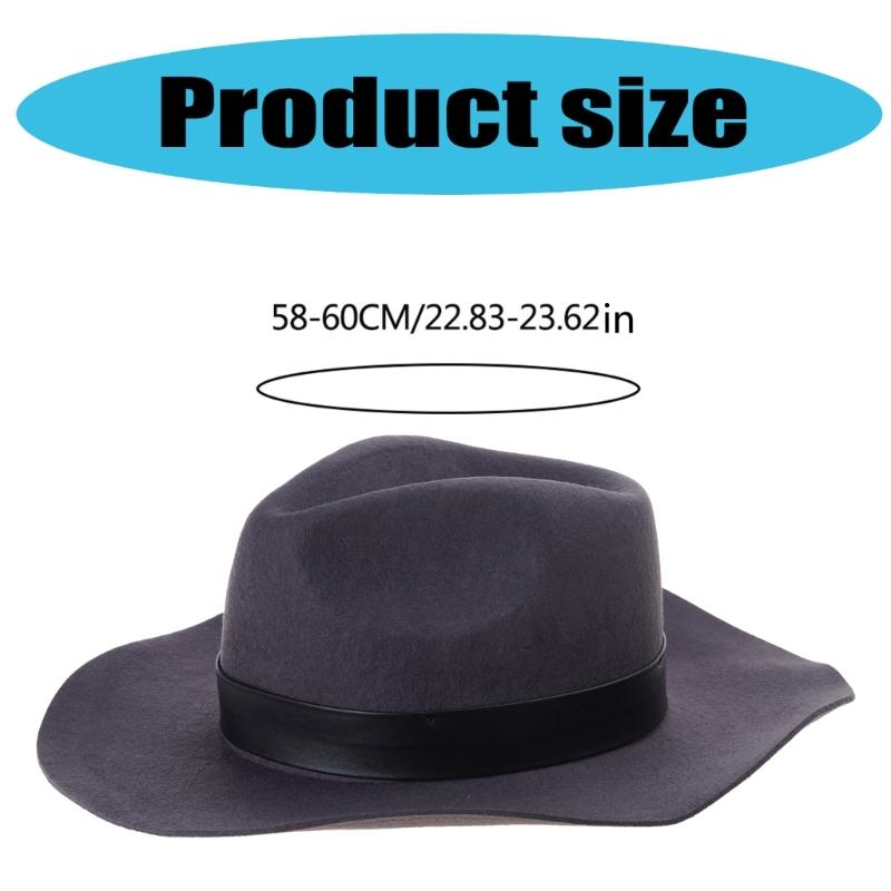 Distress Fedora Hat for Women Party Hat with Belt Roleplay Costume Cowboy Hat HippiesCaps Stage Performances Hat
