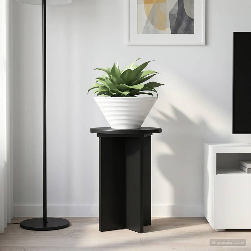 Plant Stand 2 Pcs Black Ø29.5 X 40 Cm Engineered Wood