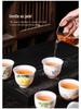 Lamb Fat Jade Hand-Painted Ceramic Gongfu Tea Set with Gaiwan, Tasting, and Host Cups