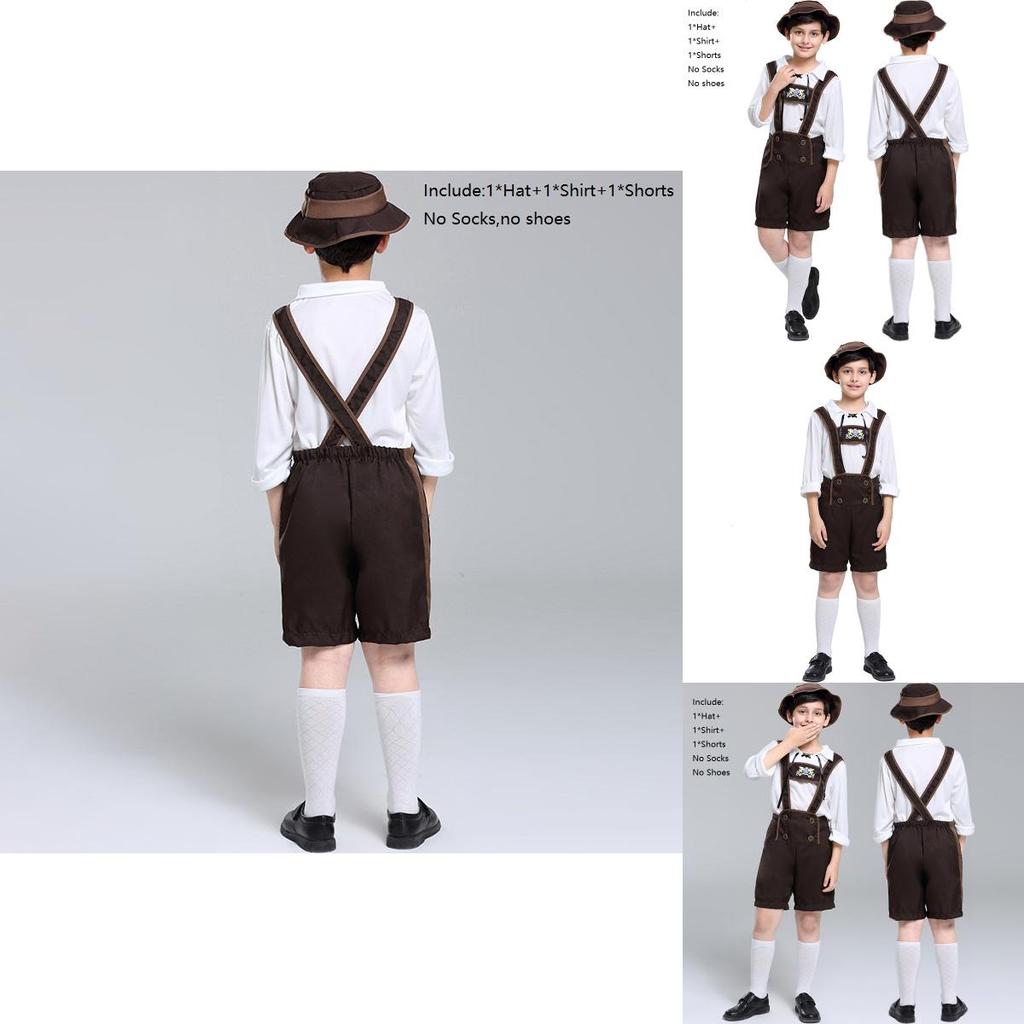 Authentic Children's German Oktoberfest Outfit With Hat For Halloween And Cosplay