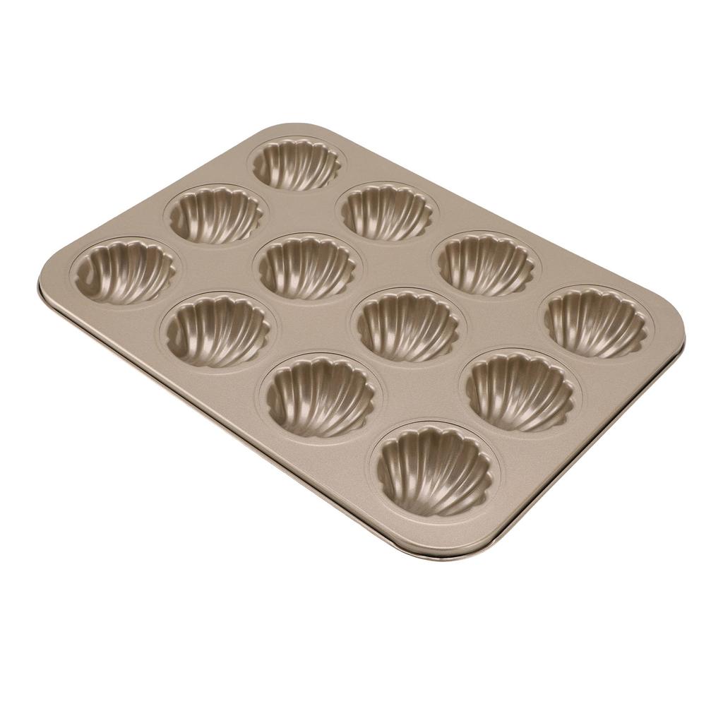 Molde para Hornear de 12 Cavidades con Forma de Concha de Acero al Carbono Bandejas para Galletas Molde para Hornear para Galletas Pastel