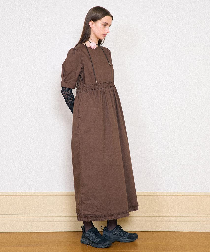 Partimento Woman Puff Sleeve Maxi Dress_Brown