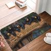 Bears Welcome Sign And Rustic Wood Design Doormat Anti-Slip Entrance Bathroom Kitchen Door Floor Mat Garage Rug Carpet Footpad