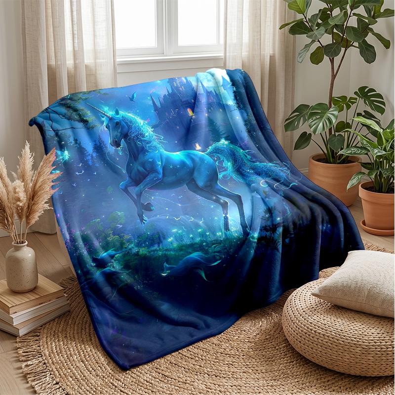 Mermaid and Unicorn Theme Blanket Lightweight Warm Flannel Blanket Decorative Throw Blanket for Home Decoration