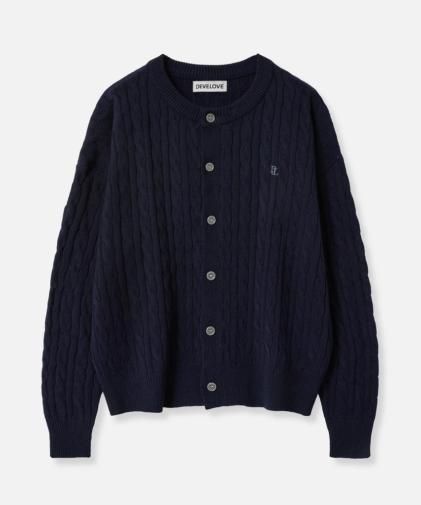 Develove Soft Cable Round Oversized Cardigan_Navy
