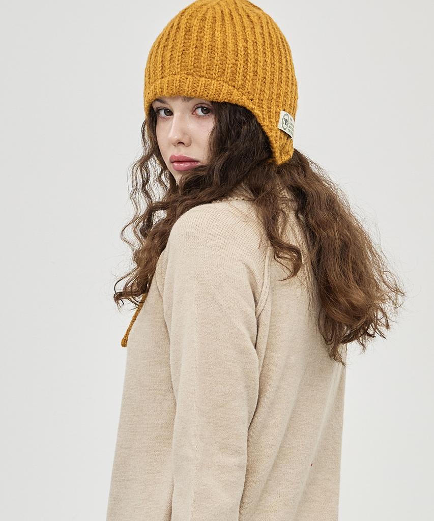 THE-ABON Mini Earflap Beanie Black