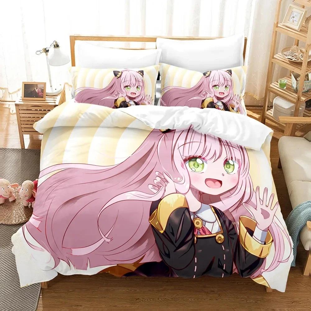 SPY×FAMILY Bedding Set Anime Anya Forger Quilt Cover Single Double Size With Pillowcase Boys Girls Bedspread