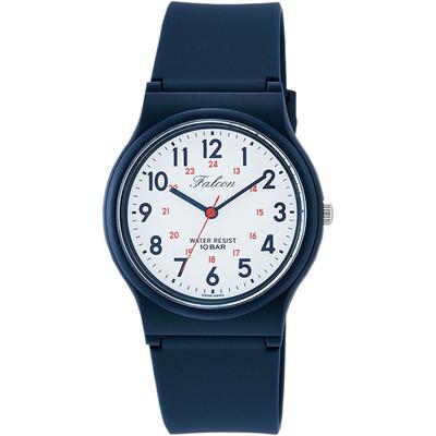 Q&Q Men's Analog Watch VS04-001, 10ATM Water Resistant, Lightweight, White & Navy, Easy-to-Read Dial, Urethane Band, Exam Friendly