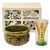 Mino keramikos matcha dubenėlio dovanų rinkinys medinėje dėžutėje su glazūra ir žalia spalva, maždaug matcha arbatos arbatos ir keturių metų laikų rinkinys iš Yamakatsu Mino Made