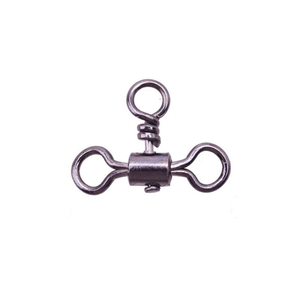 Durable Trident Srolling 3 Way Bearing Swivel Fishhook Connector T-shape Fishing Swivels Cross Line