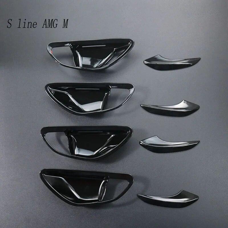 Carbon Fiber Car Interior Door Armrest Handle Cover Trim Door Bowl Frame Stickers For Mercedes Benz C E Class W205 W213 GLC X253