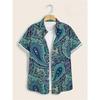Hawaii Shirts for Men 3D Paisley Graphic Short-sleeved T-shirt Casual Lapel Buttons Male Tops Summer Oversized Bohemian Man Tees