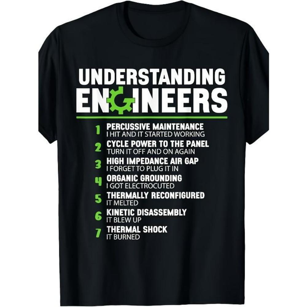 Europäische Größen Lustiges Ingenieur T-Shirt Geschenke für Männer - Ingenieur Humor verstehen, Lässiges Kurzarm-T-Shirt mit Ingenieurleben Grafik