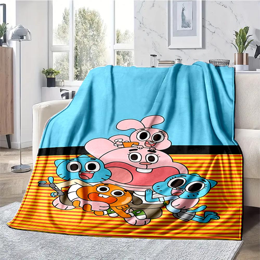 Die erstaunliche Welt von Gumball Motiv Aufdruck Decke - Perfekt für Sofa, Bett, Reisen & Außenbereich | Maschinenwaschbar, Gemütlich & Langlebig.