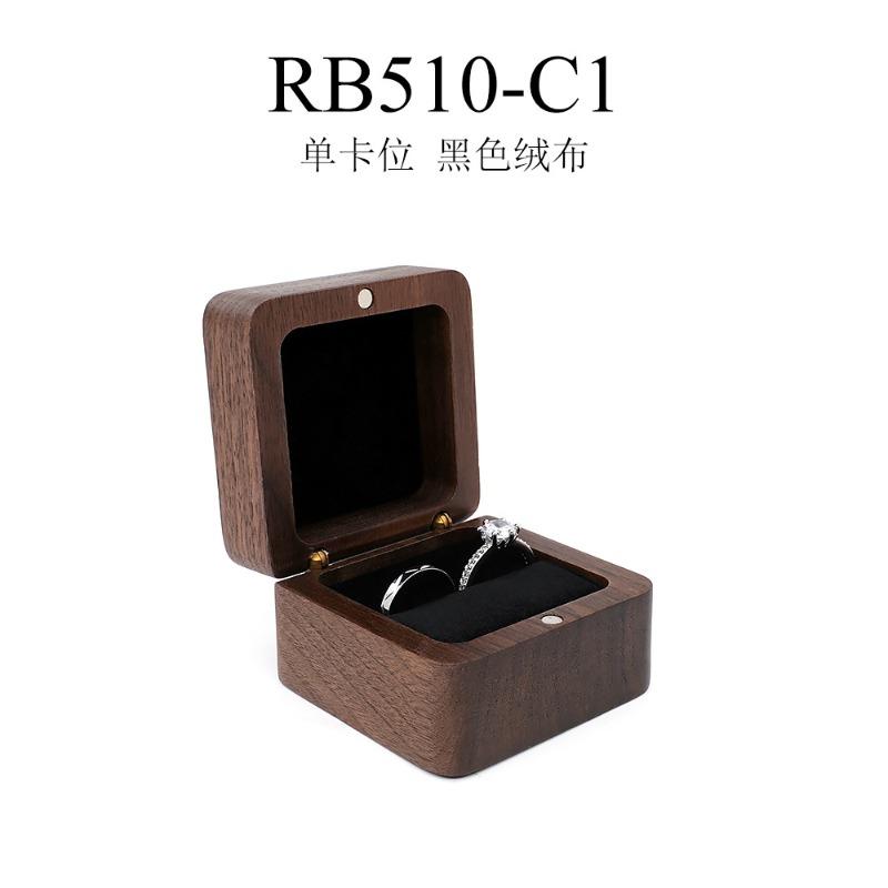 Walnut wood jewelry box - wedding ring box for engagement, diamond ring, valentine's day gift, and storage