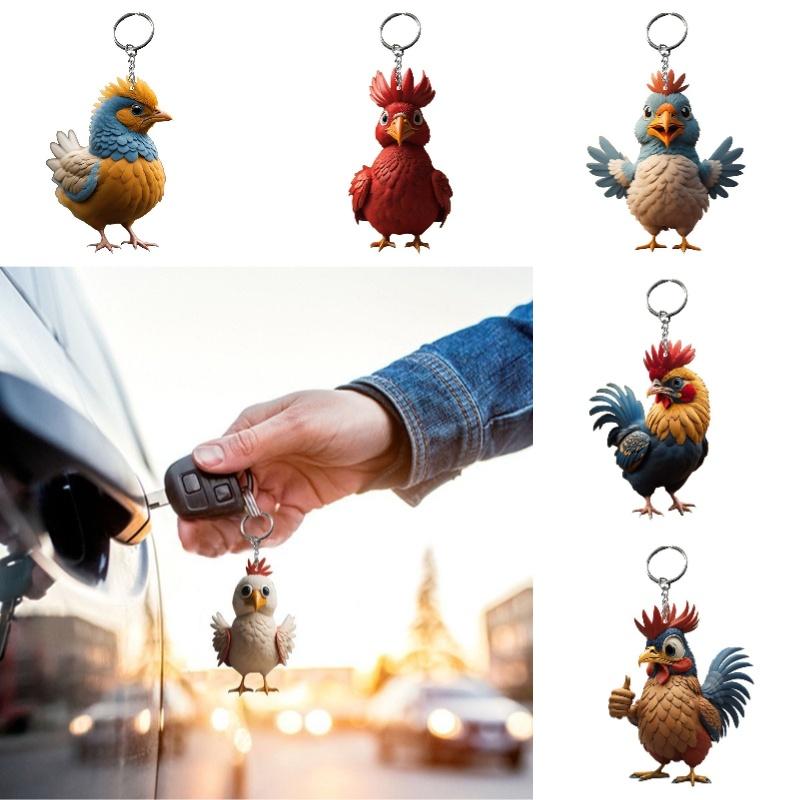 Kreslený Vánoční Kuřecí Klíčenka Kroužek na Klíče Přívěsek Akrylový Auto Batoh Příslušenství Dárek k Narozeninám