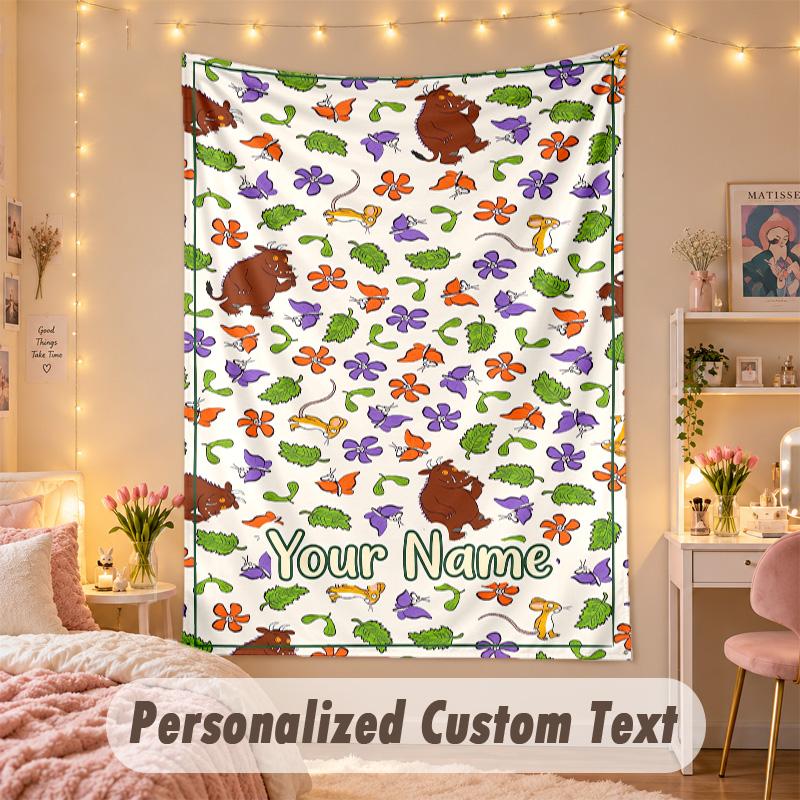 Custom Personalized Tapestry,The Gruffalo Print Custom Name Text Wall Art Hanging for Bedroom