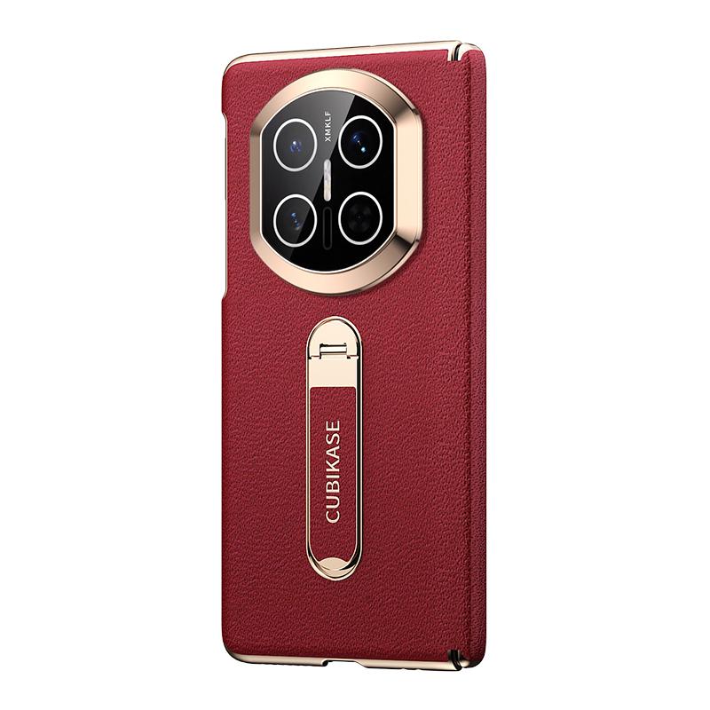 Luxury Electroplating Baby Skin Touch Leather For Huawei Mate X7 X6 X5 Case Full Lens Protection Metal Bracket Kickstand Cover