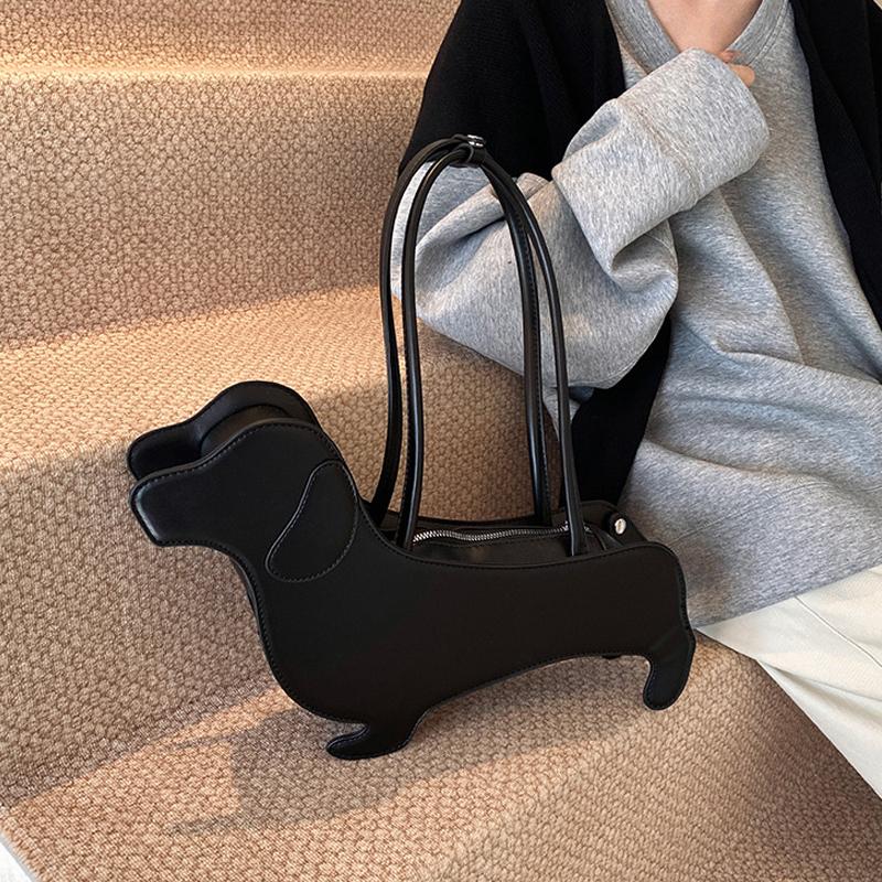 Driedimensionale Teckel Schoudertas PU Leer Retro Handtas Design Okseltas Voor Vrouwen Trend Pendeltas KTY